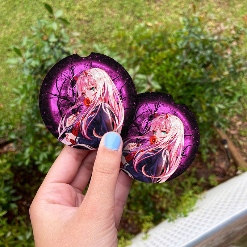 Zero Two Moonlight Halloween Car Coasters Auto Cup Holder