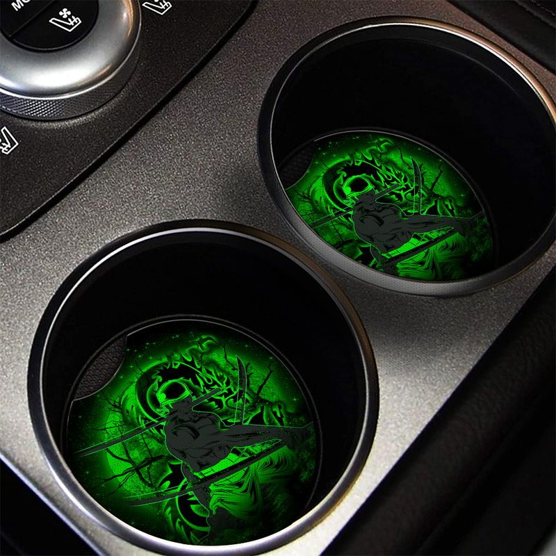 Zoro One Piece Moonlight Halloween Car Coasters Auto Cup Holder