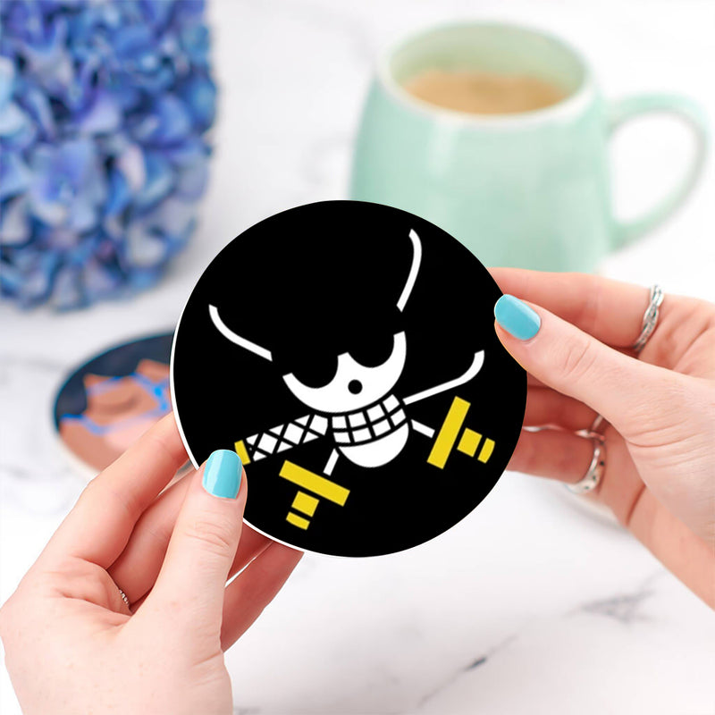 Zoro One Piece Icon Skull Ceramic Drink Coasters