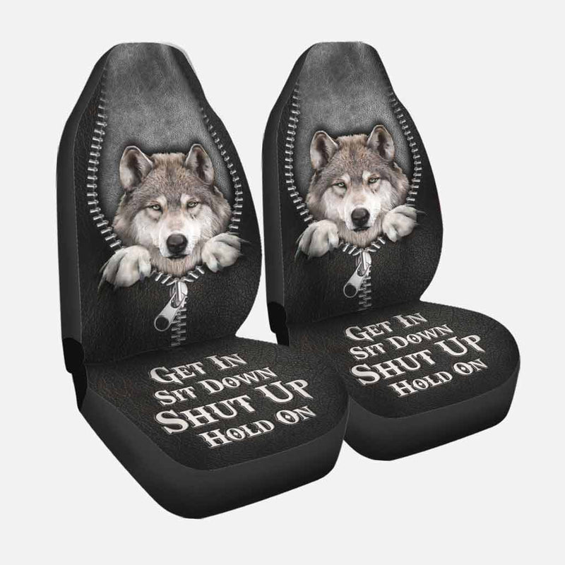 Wolf Zipper Pattern Get In Sit Down Shut Up Hold On Car Seat Cover Nearkii