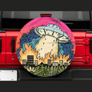 Funny UFO Art Custom Jeep Car Spare Tire Cover Gift For Campers Nearkii