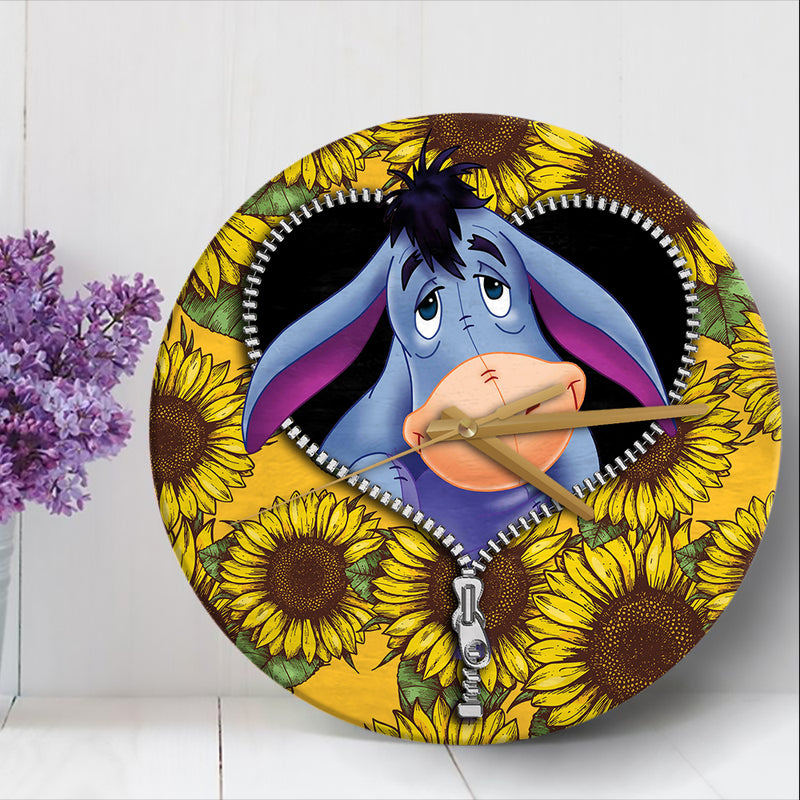 Eeyore Sunflower Zipper Wood Wall Clock Nearkii