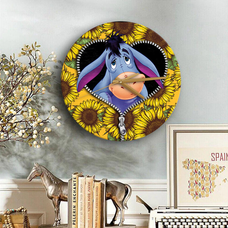 Eeyore Sunflower Zipper Wood Wall Clock Nearkii