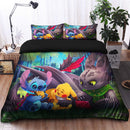 Pikachu Toothless Stitch Bedding Set Duvet Cover And 2 Pillowcases Nearkii