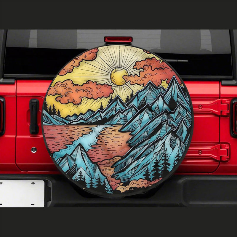 Mountain Is Calling Art Jeep Car Spare Tire Cover Gift For Campers Nearkii