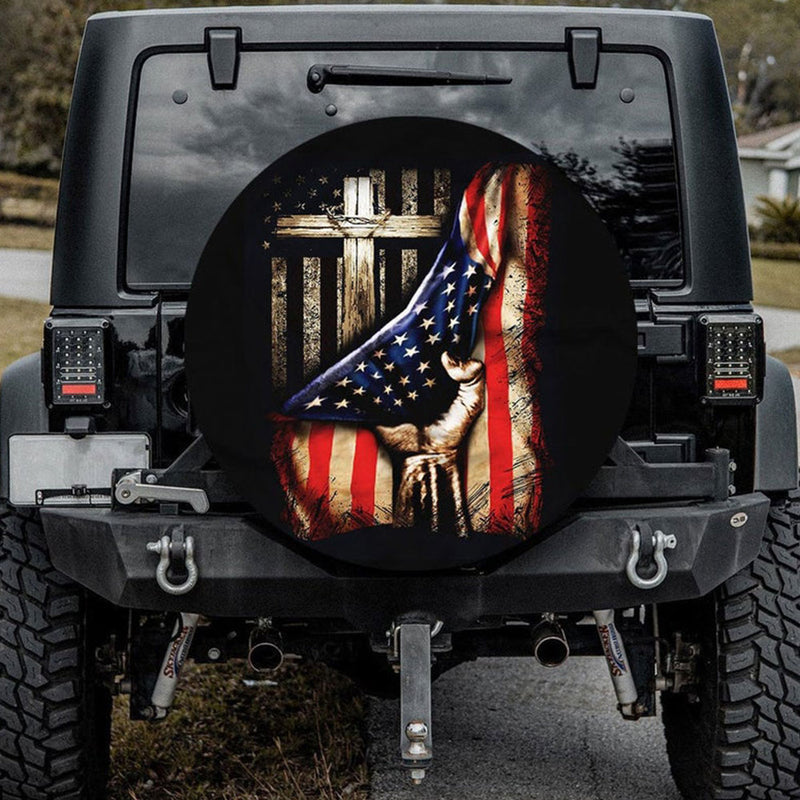 Old Wood Cross Jeep Car Spare Tire Cover Gift For Campers Nearkii