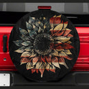 Sunflower American Flag Art Jeep Car Spare Tire Cover Gift For Campers Nearkii