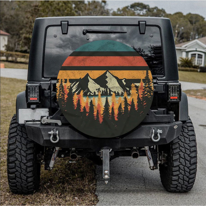 Vintage Mountain Jeep Car Spare Tire Cover Gift For Campers Nearkii