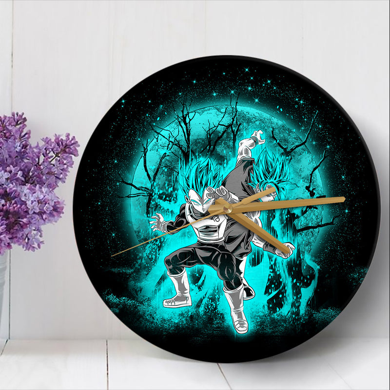 Goku Vegeta Dragon Ball Super Blue Moonlight Anime Wood Wall Clock Nearkii