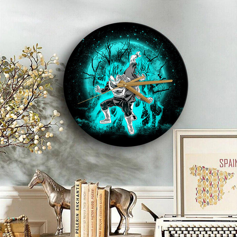 Goku Vegeta Dragon Ball Super Blue Moonlight Anime Wood Wall Clock Nearkii