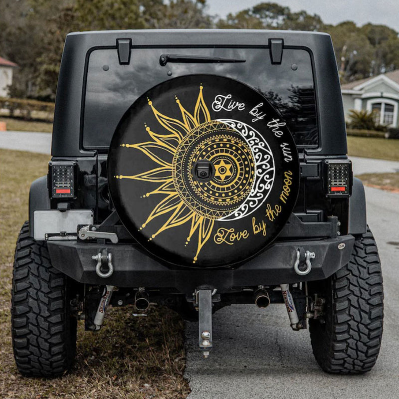 Live By The Sun, Love By The Moon American Day Car Spare Tire Cover Gift For Campers Nearkii