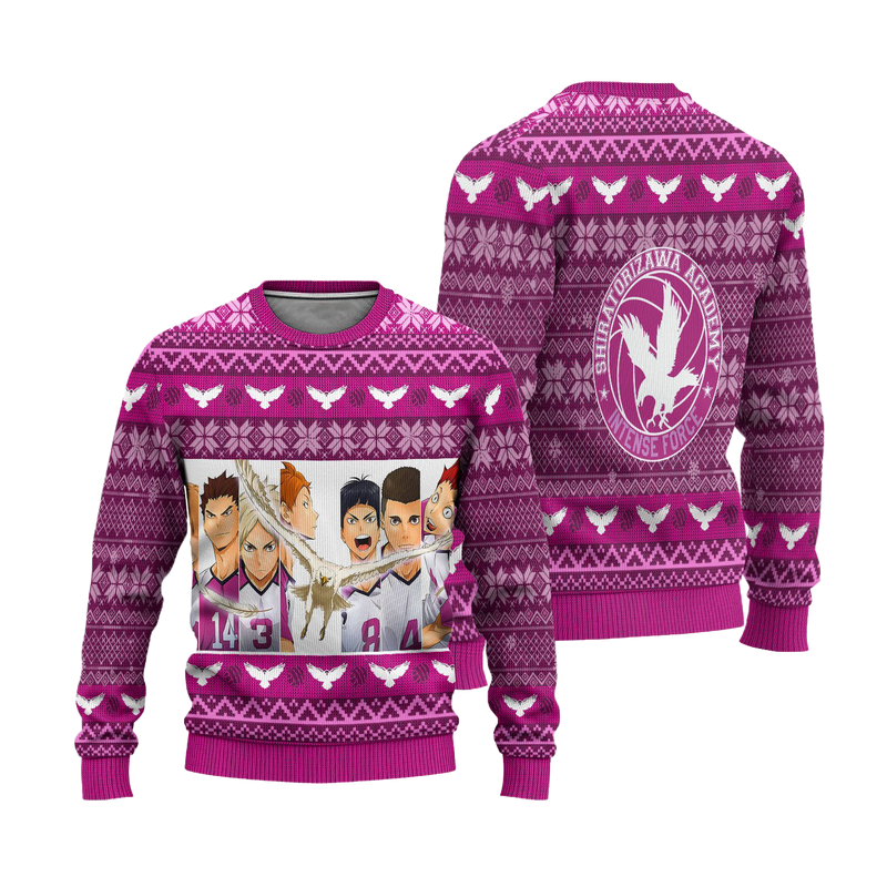 Shiratorizawa Academy Ugly Christmas Sweater Haikyuu Anime Xmas Gift Nearkii