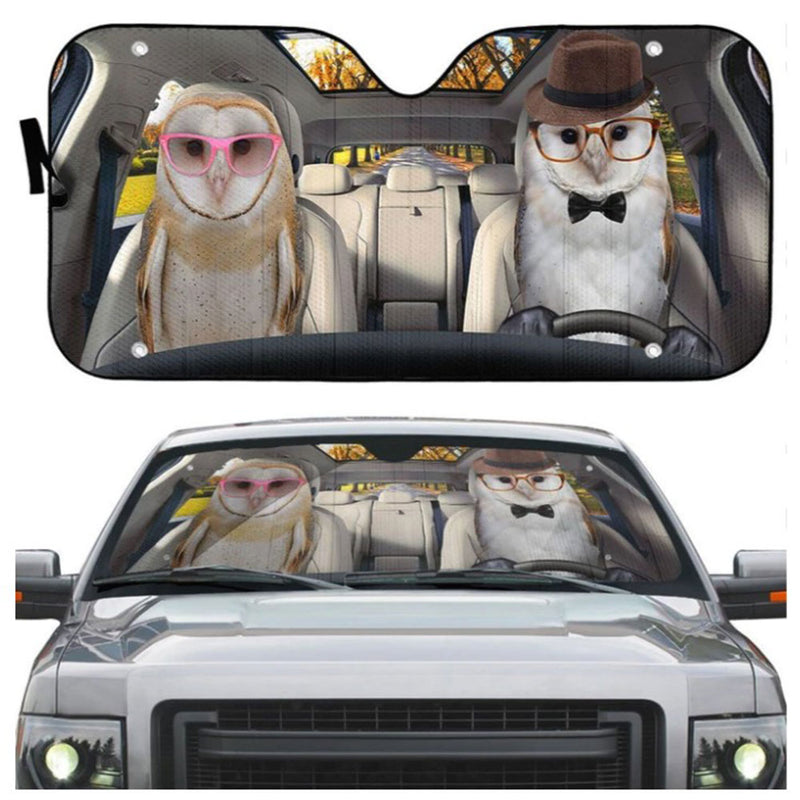 Barn Owls Couple Car Auto Sun Shades Windshield Accessories Decor Gift Nearkii