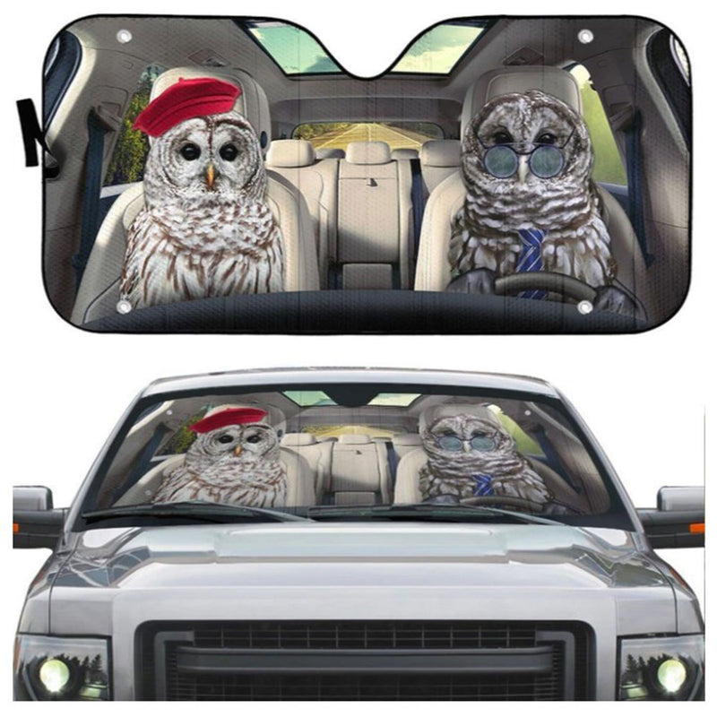 Barred Owls Couple Car Auto Sun Shades Windshield Accessories Decor Gift Nearkii