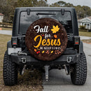 Fall For Jesus He Never Leaves Jeep Car Spare Tire Cover Gift For Campers Nearkii