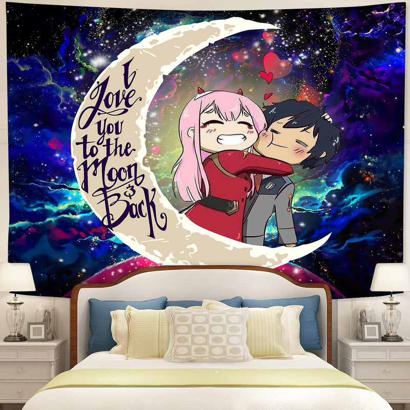 Hiro Zero Two Darling In The Franxx Anime Couple Love You To The Moon Galaxy Tapestry Room Decor Nearkii