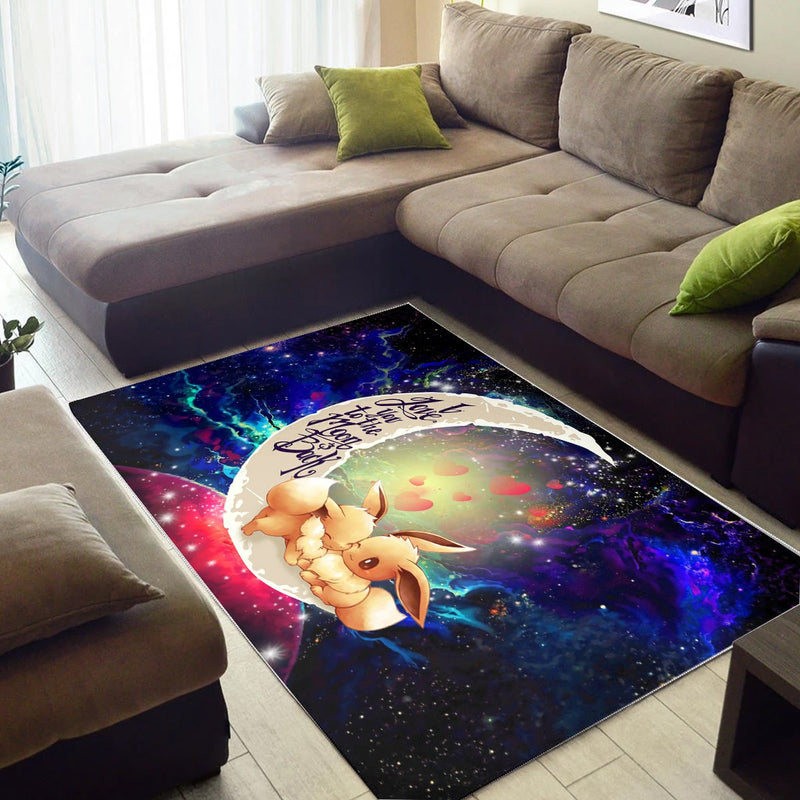 Cute Eevee Pokemon Couple Love You To The Moon Galaxy Carpet Rug Home Room Decor Nearkii