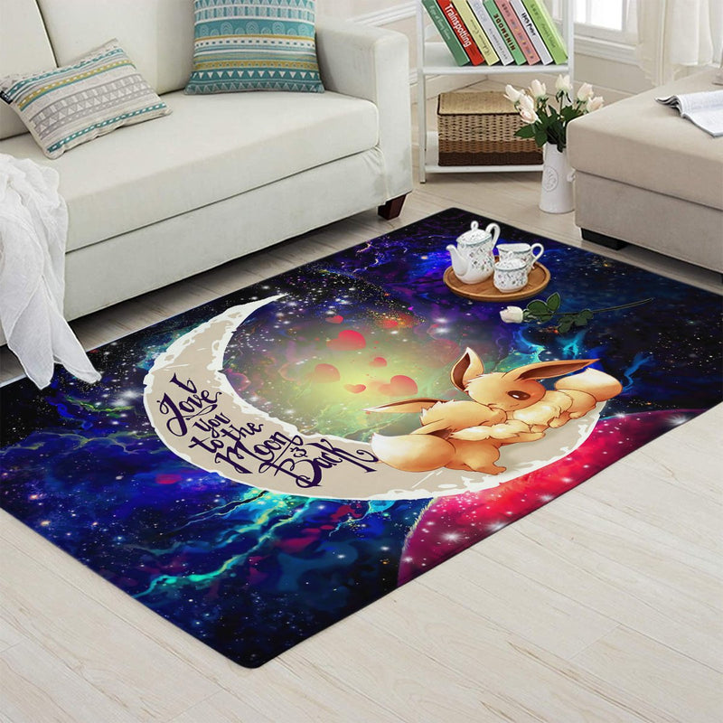 Cute Eevee Pokemon Couple Love You To The Moon Galaxy Carpet Rug Home Room Decor Nearkii