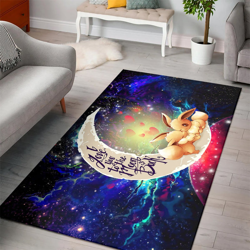 Cute Eevee Pokemon Couple Love You To The Moon Galaxy Carpet Rug Home Room Decor Nearkii