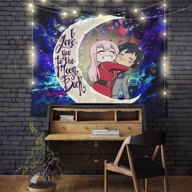 Hiro Zero Two Darling In The Franxx Anime Couple Love You To The Moon Galaxy Tapestry Room Decor Nearkii