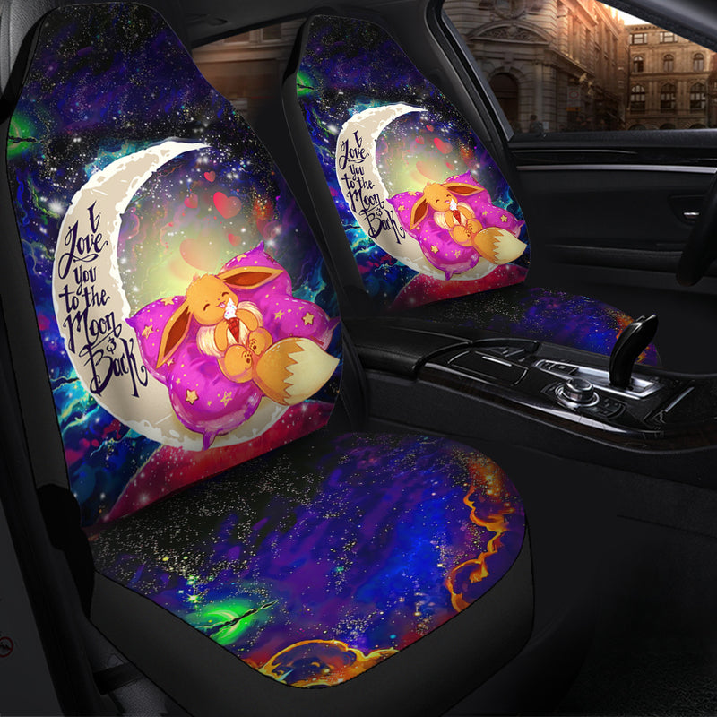 Cute Eevee Pokemon Sleep Night Love You To The Moon Galaxy Premium Custom Car Seat Covers Decor Protectors Nearkii