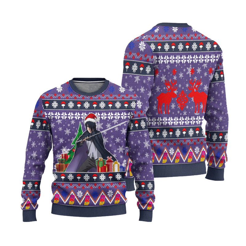 Sasuke Uchiha Anime Ugly Christmas Sweater Custom Boruto Xmas Gift Nearkii