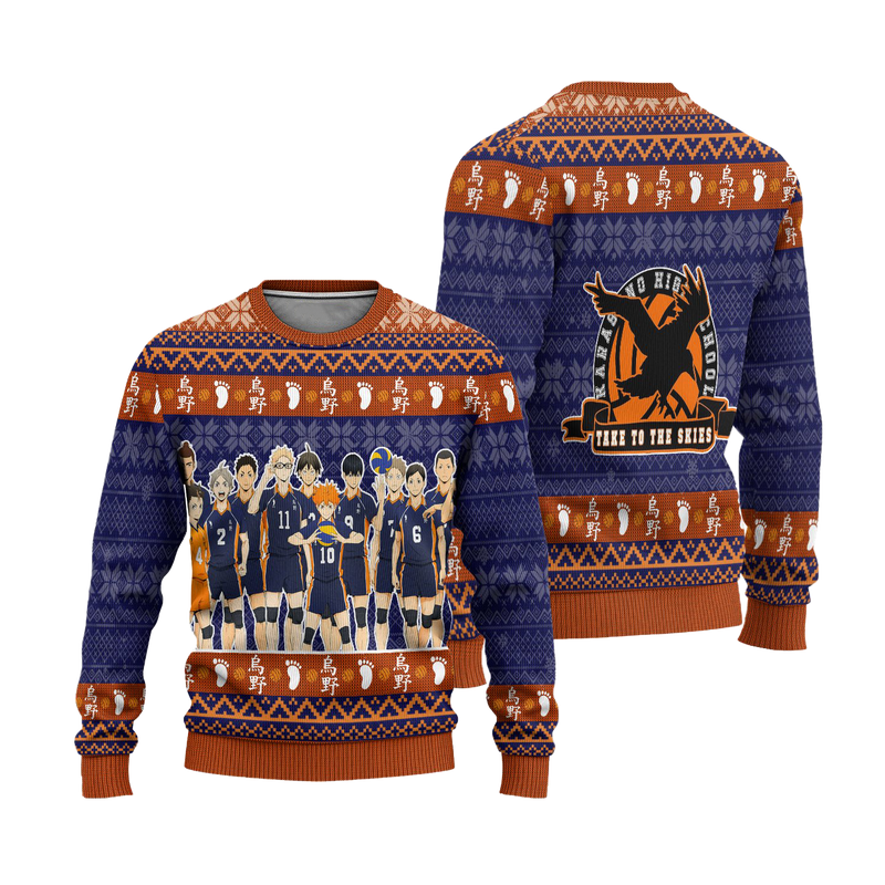 Karasuno High Ugly Christmas Sweater Haikyuu Anime Xmas Gift Nearkii