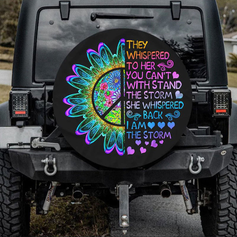 Hippie Flower They Whisper To Her Jeep Car Spare Tire Cover Gift For Campers Nearkii