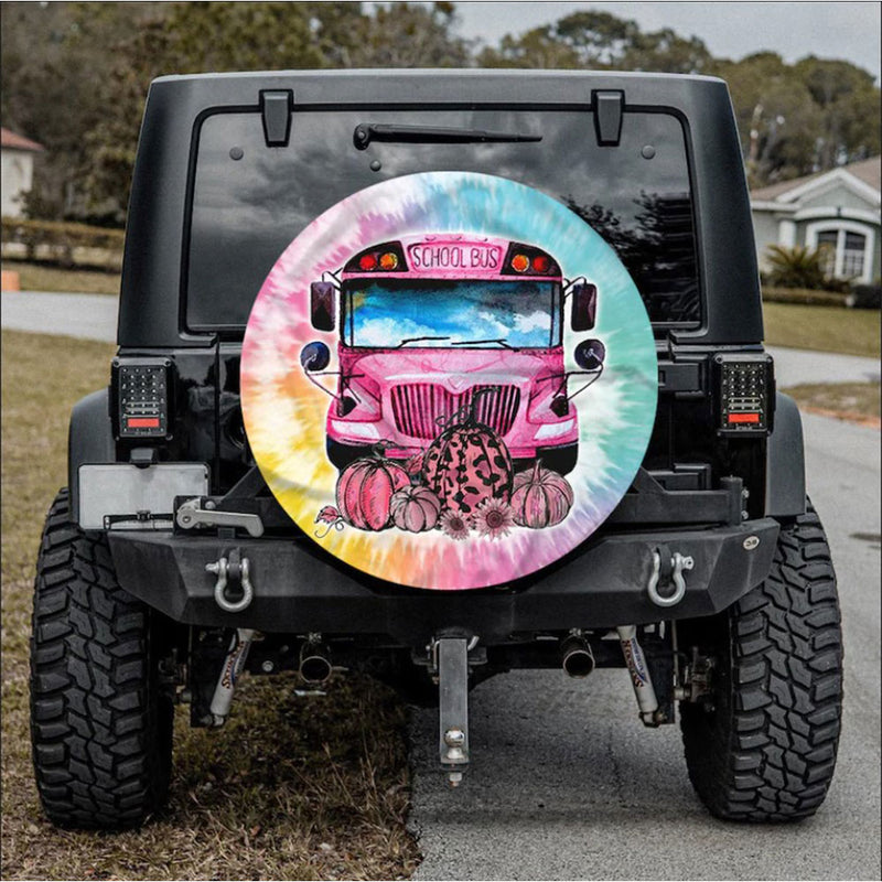 In October We Wear Pink Bus Jeep Car Spare Tire Cover Gift For Campers Nearkii