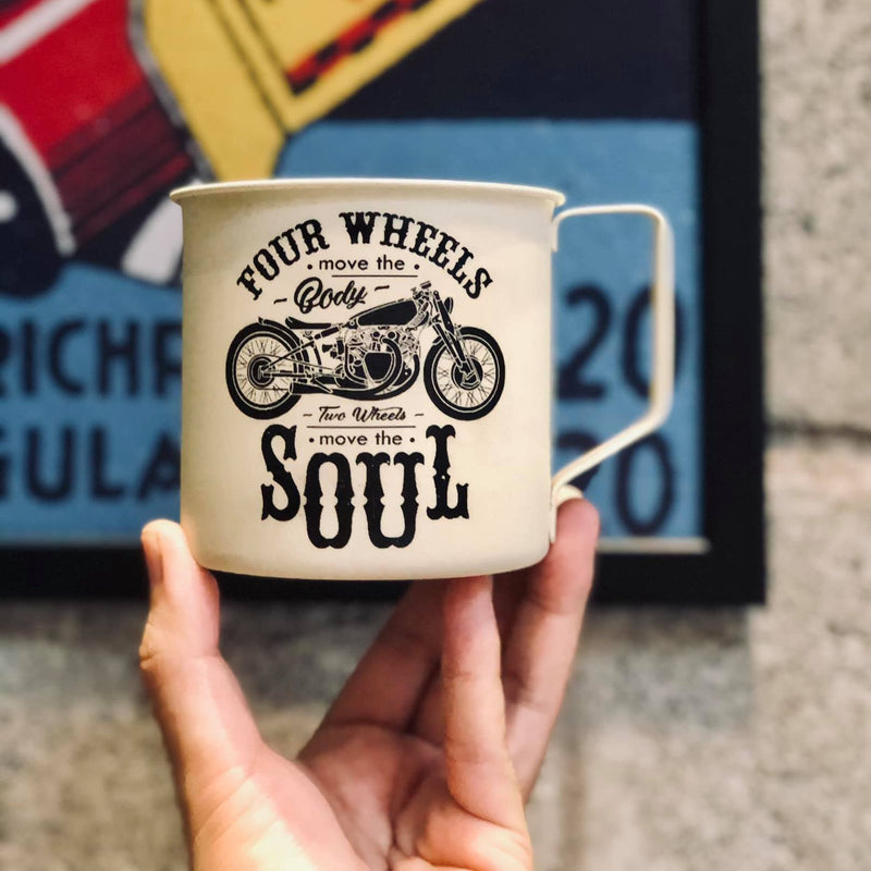 White Two Wheel Move The Soul Camping Campfire Travel Mugs 2023 Nearkii