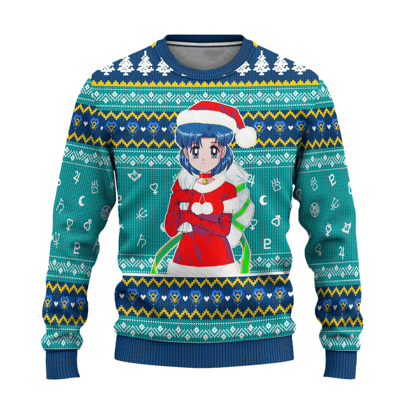 Sailor Mercury Ugly Christmas Sweater Sailor Moon Anime Xmas Gift Nearkii