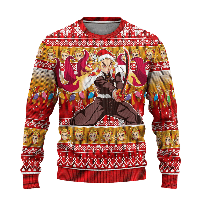 Demon Slayer Kyojuro Rengoku Anime Ugly Christmas Sweater Xmas Gift Nearkii