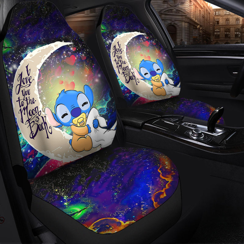 Cute Baby Stitch Sleep Love You To The Moon Galaxy Car Seat Covers Nearkii