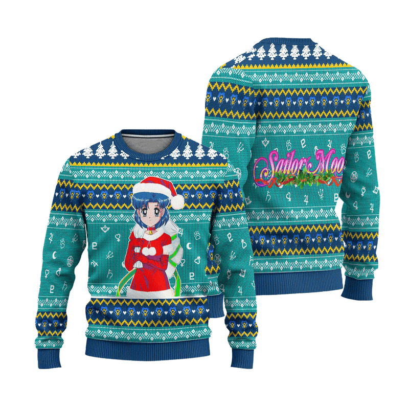 Sailor Mercury Ugly Christmas Sweater Sailor Moon Anime Xmas Gift Nearkii