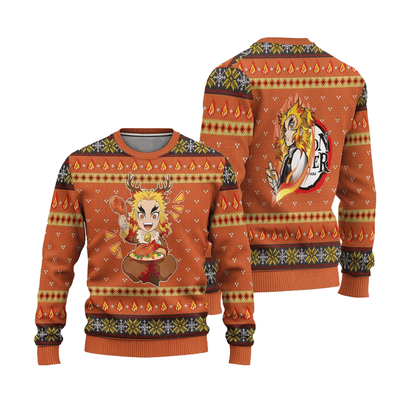 Rengoku Demon Slayer Anime Ugly Christmas Sweater Xmas Gift Nearkii