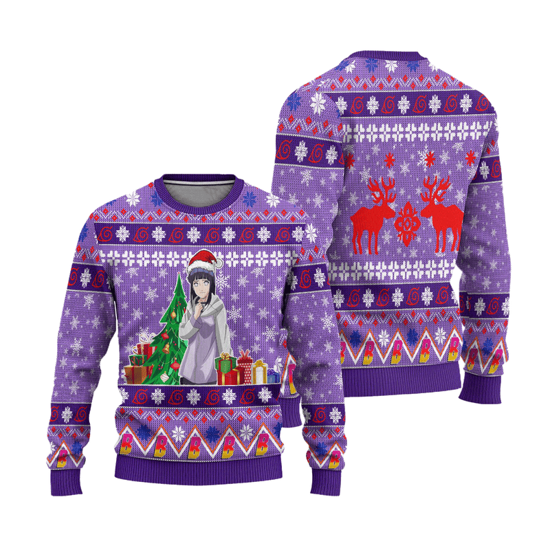 Hinata Uzumaki Anime Ugly Christmas Sweater Custom Boruto Xmas Gift Nearkii