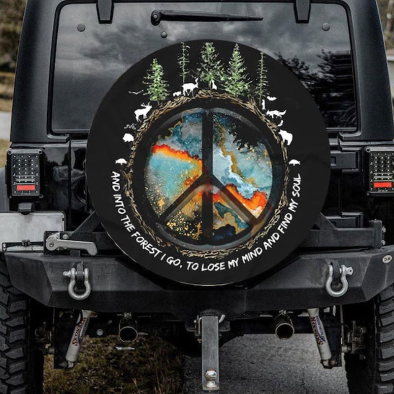 Peace Sign Into The Forest Jeep Car Spare Tire Cover Gift For Campers Nearkii