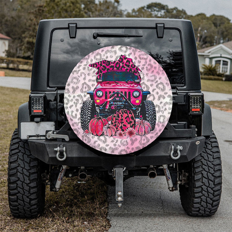 Pink Jeep In October Jeep Car Spare Tire Cover Gift For Campers Nearkii