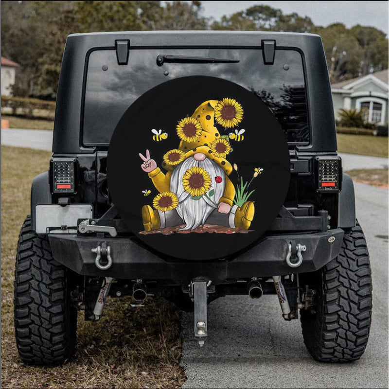 Sunflower Gnome Jeep Car Spare Tire Cover Gift For Campers Nearkii