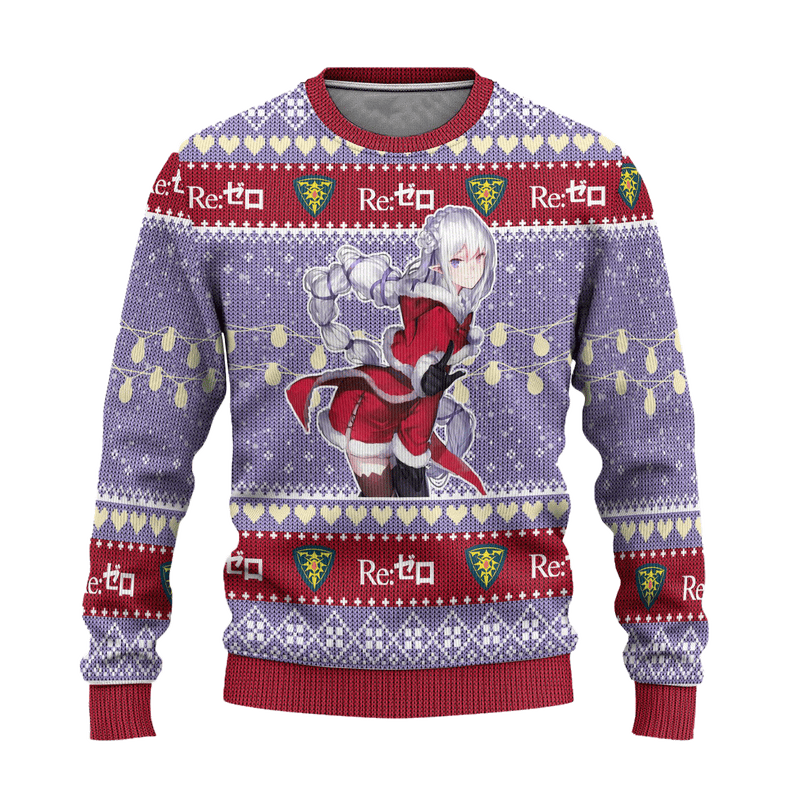 Emilia Anime Ugly Christmas Sweater Custom Re Zero Xmas Gift Nearkii