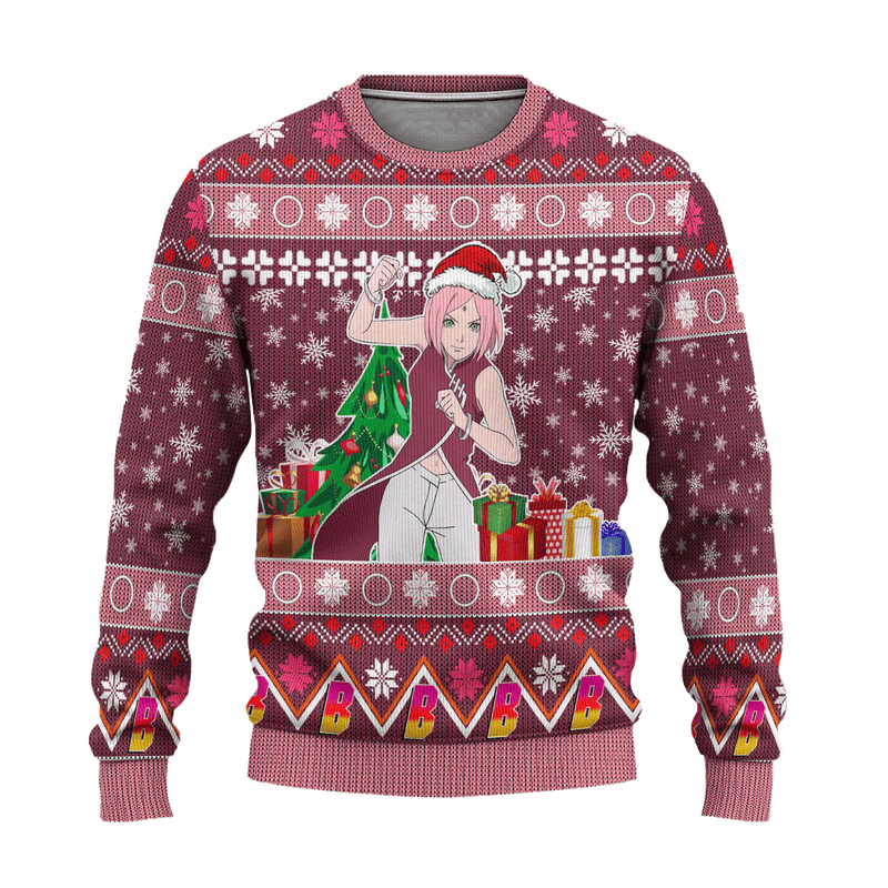 Sakura Uchiha Anime Ugly Christmas Sweater Custom Boruto Xmas Gift Nearkii