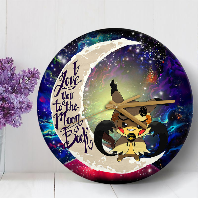 Pikachu Cosplay Mimikyu Love You To The Moon Galaxy Wood Wall Clock Nearkii