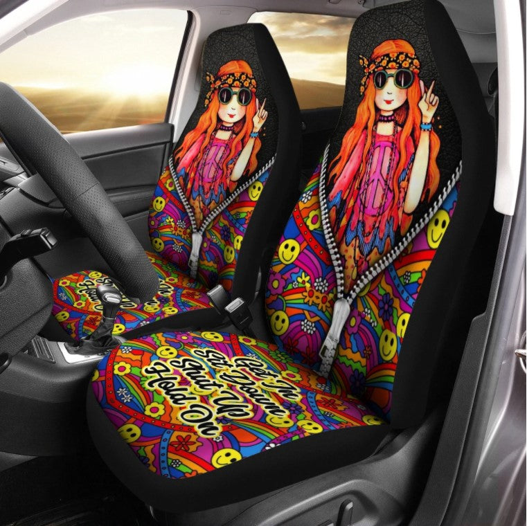 Hippie Girl Get In Sit Down Shut Up Hold On 3D Seat Cover Nearkii