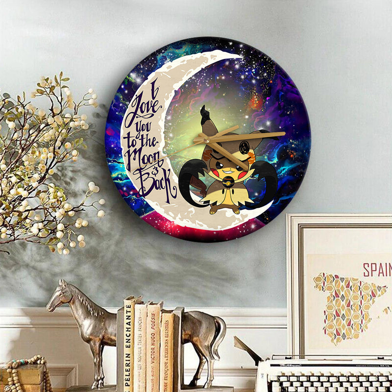 Pikachu Cosplay Mimikyu Love You To The Moon Galaxy Wood Wall Clock Nearkii