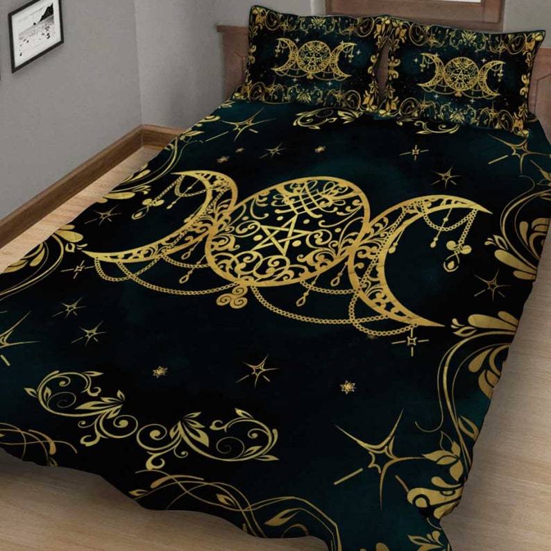 Witch Triple Moon Bedding Set Duvet Cover And 2 Pillowcases Nearkii