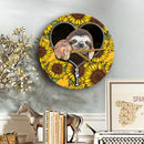 Sloth Cute Sunflower Zipper Wood Wall Clock Nearkii