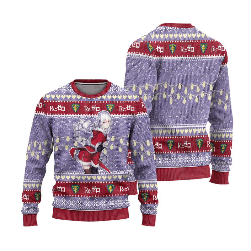 Emilia Anime Ugly Christmas Sweater Custom Re Zero Xmas Gift Nearkii