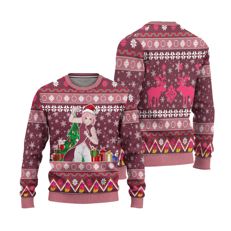 Sakura Uchiha Anime Ugly Christmas Sweater Custom Boruto Xmas Gift Nearkii