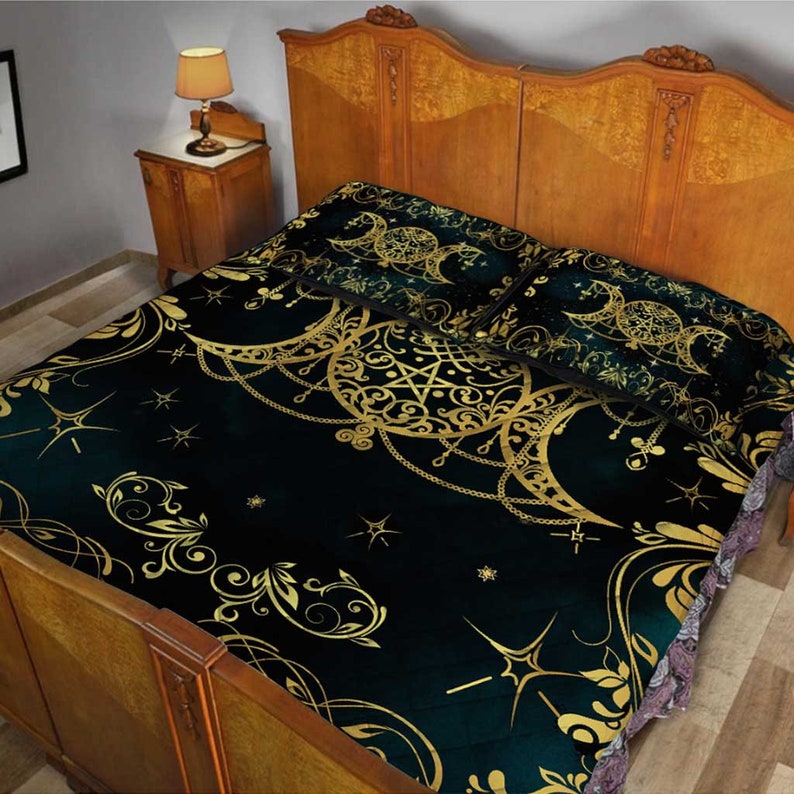 Witch Triple Moon Bedding Set Duvet Cover And 2 Pillowcases Nearkii