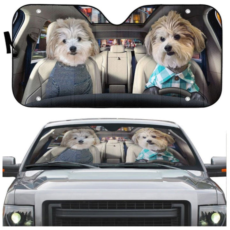 Couple Cute Shih Tzu Puppies Custom Car Auto Sun Shades Windshield Accessories Decor Gift Nearkii